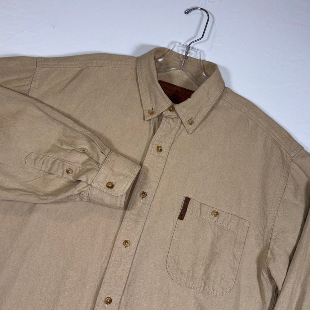 Legendary Whitetails Mens Tan Cotton Deer Graphic Button Down Shirt Large